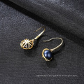 S925 Silver Circle Simple Fashion Black Freshwater Pearl Stud Earrings